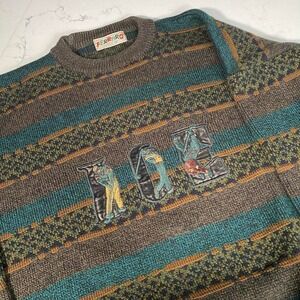 Vintage Ferraro ICE Hockey Knit Sweater Italy 90s  Crewneck L